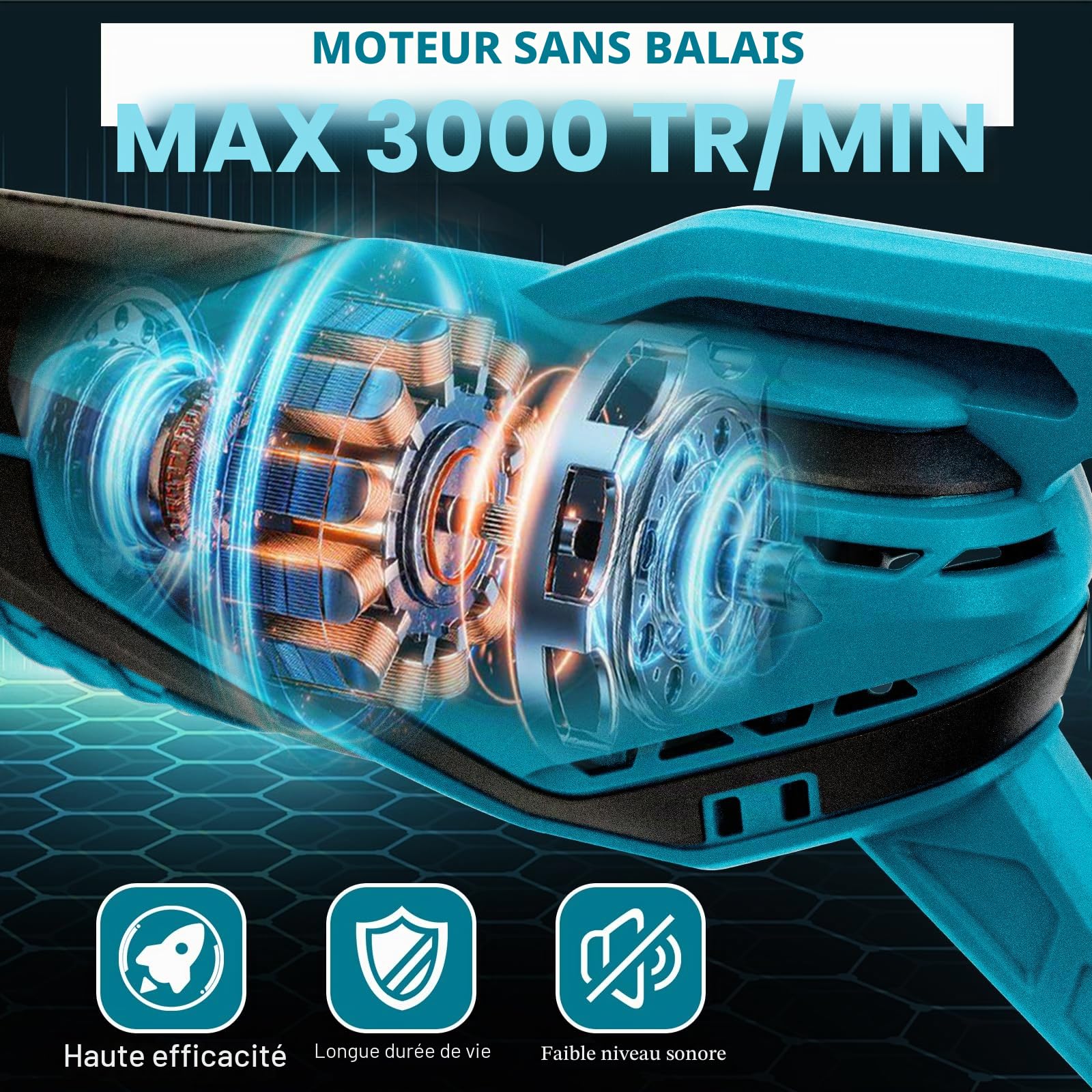 Scie Sabre Sans Fil Compatible avec Makita 18V, Scie Alternative Sans Fil pour Scier le Bois/Acier avec 4x Lames de Scie Alternative,Lunettes de Sécurité et Gants (Sans Batterie et Chargeur)