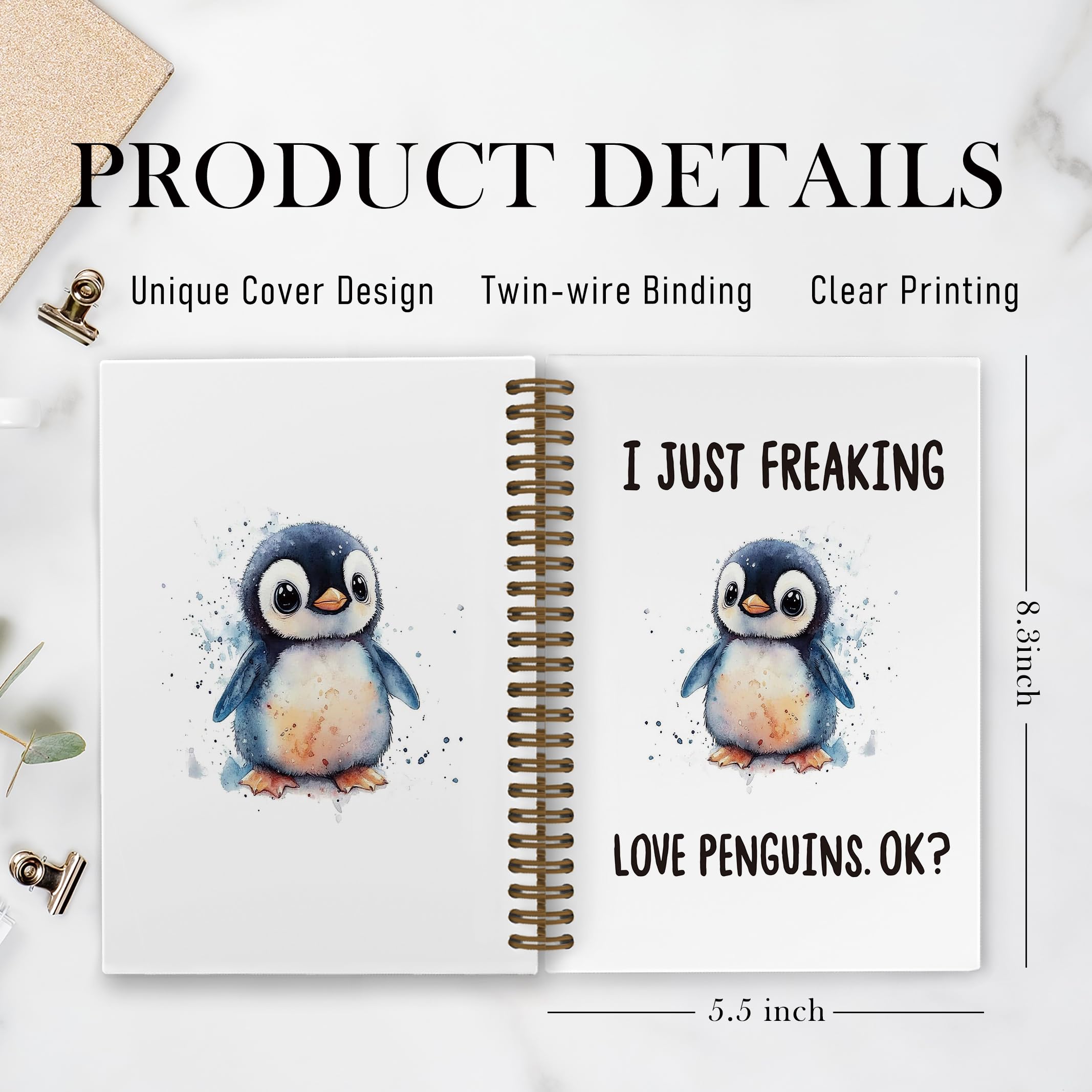 QLMX 301-book-SE-Pinguine Büroprodukte, Büro- & Schulbedarf, Papier, Notizbücher & Schreibblöcke, Spiralhefte