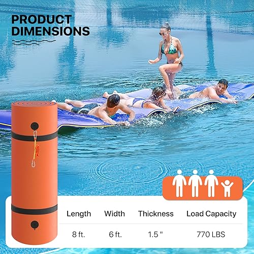 Miniatura 2 de MADOG 8 x 6 Ft Outdoor Floating Water Mat for Adult Beach Lake Ocean Swimming Pool Large Size 3 Layer Tear Resistant XPE Foam Giant Swim Tanning