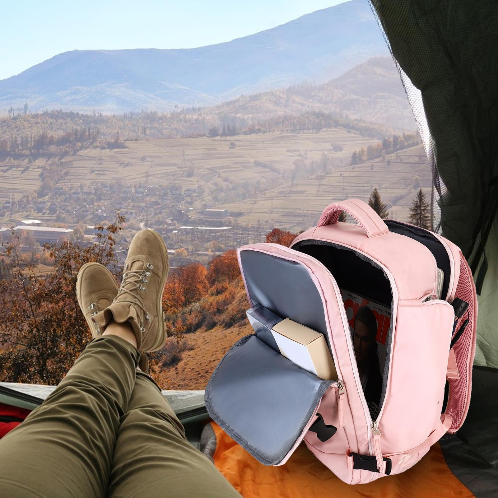 Generisch Mochila para equipaje de mano, ligera, extra grande, con USB