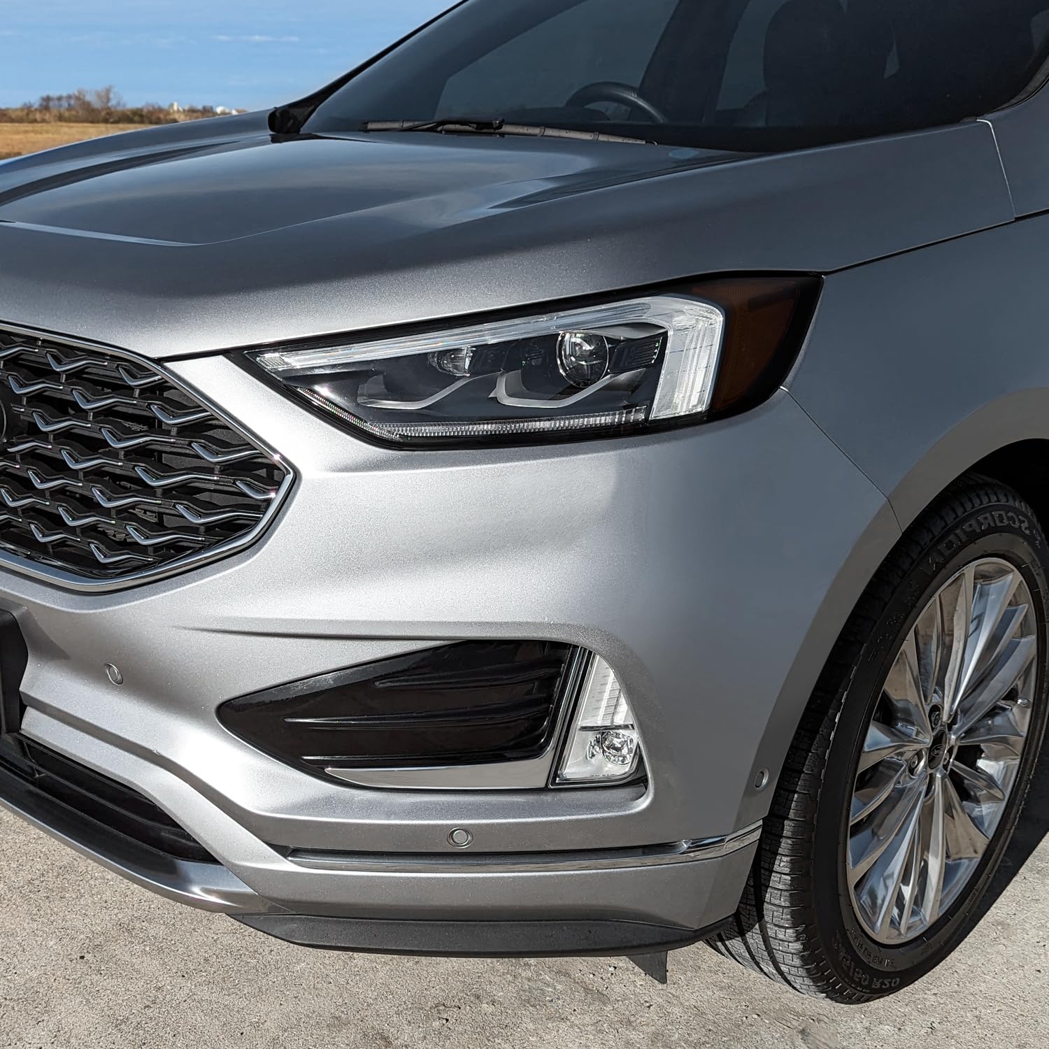 SlickMod PreCut Vinyl Smoke Tint for 2019-2024 Ford Edge Headlight (Dark Smoke, 2. Headlight Sidemarker)