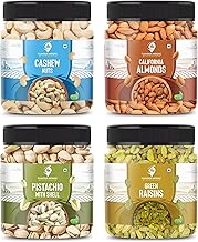 FLAVOUR MOSAIC Cashew, Almonds, Pista, Raisins 4 x 500 GM (Total 2KG) | Dry Fruits Combo Pack of Almonds, Cashews, Pista And Long Green Raisins | Badam, Kaju, Pista, Kishmish
