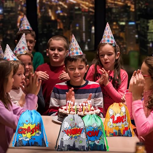 Miniatura 3 de Honoson 24 bolsas de regalo de fiesta de héroes, bolsas de regalo con cordón para Navidad, cumpleaños, boda, baby shower, aula, premios, suministros