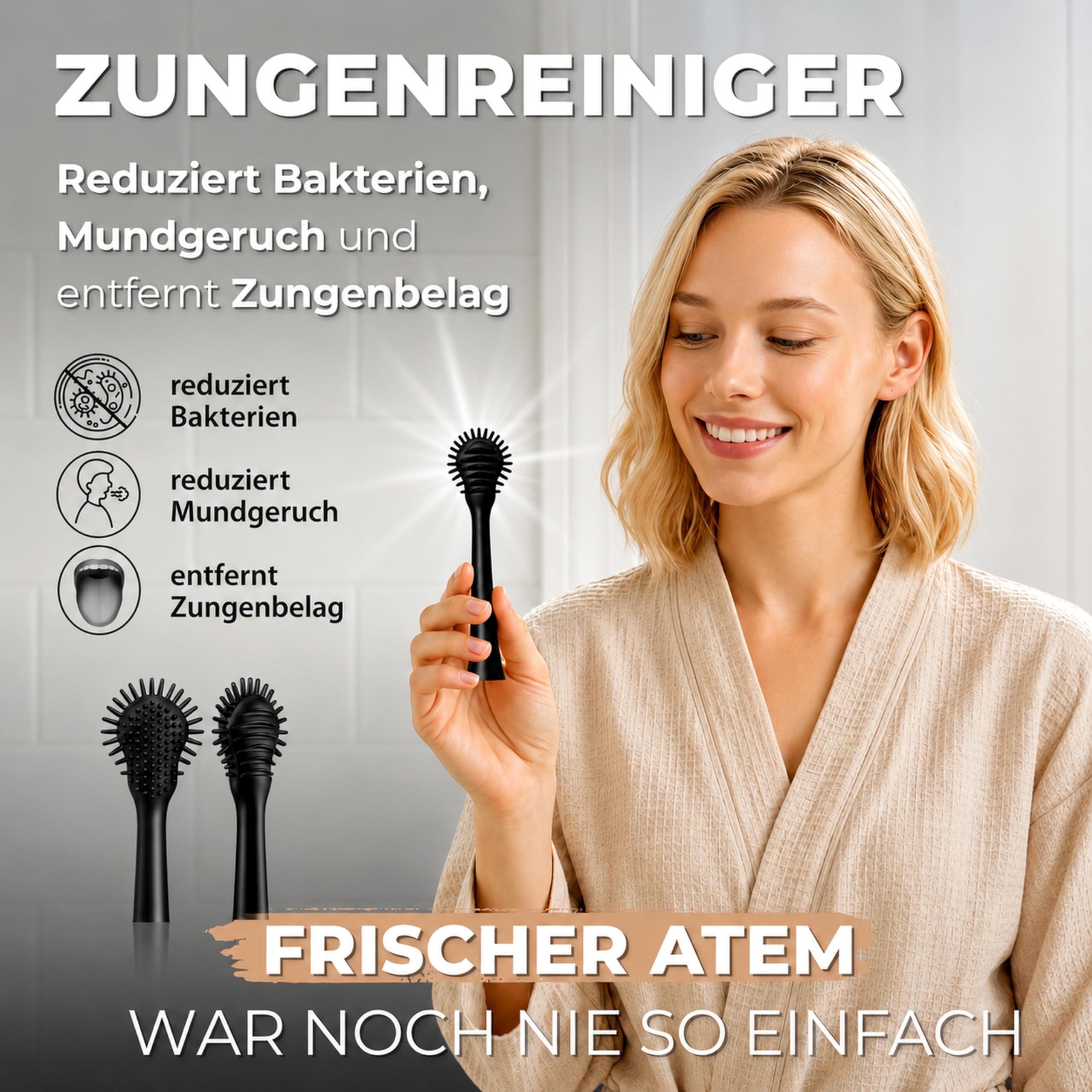 Elektrische Schallzahnbürste 55.000 VPM, risikofrei 100 Tage testen | Tristan Auron Zahnbürste Business Class in schwarz,60 Tage Akku,ReiseEtui mit UV Desinfektion,6 Ersatzbürste,2 Zungenreiniger
