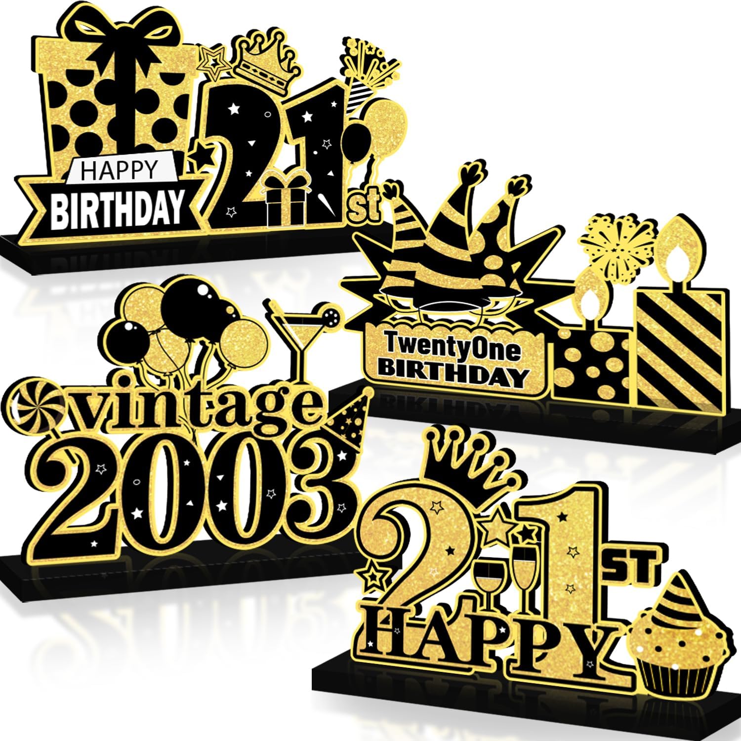 Happy 21st Birthday Decorations for Him Wooden Table Decor