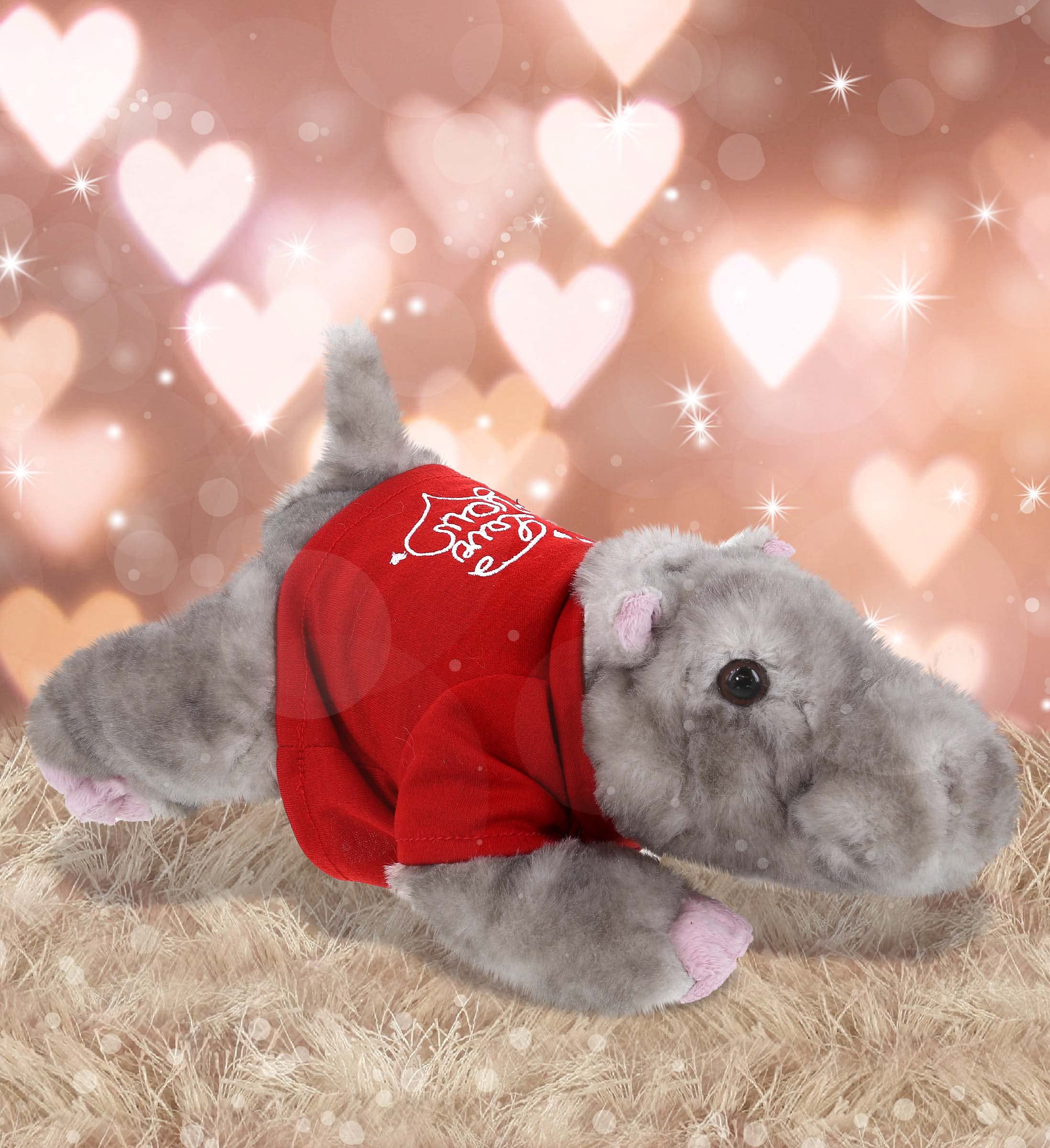 I Love You Plush Hippo - Personalized Valentine Stuffed Animal With Heart