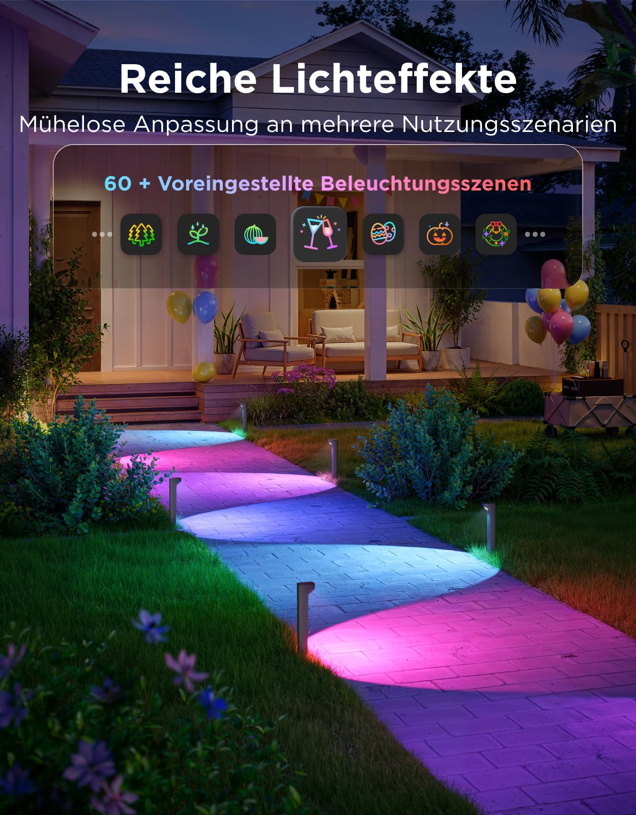 Govee Wegeleuchten Außen 2 Lite RGBWIC, Smart Gartenbeleuchtung, IP67, 4pcs | Kompatibel mit Matter, Alexa & Google Assistant, 60+ Szenen, 16 Millionen Farbe, Outdoor Gartenleuchte für Gehweg,Hof,Garten