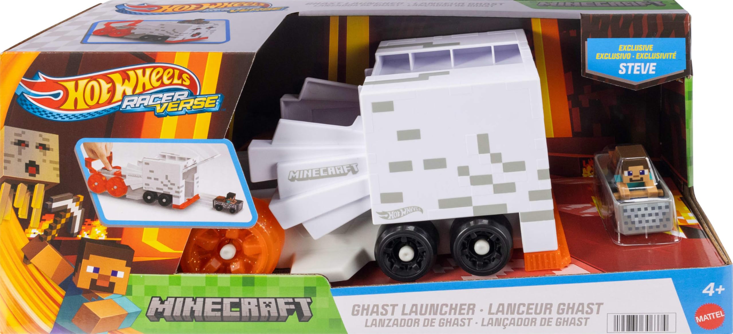 Hot Wheels Toy Car Track Set, RacerVerse Minecraft