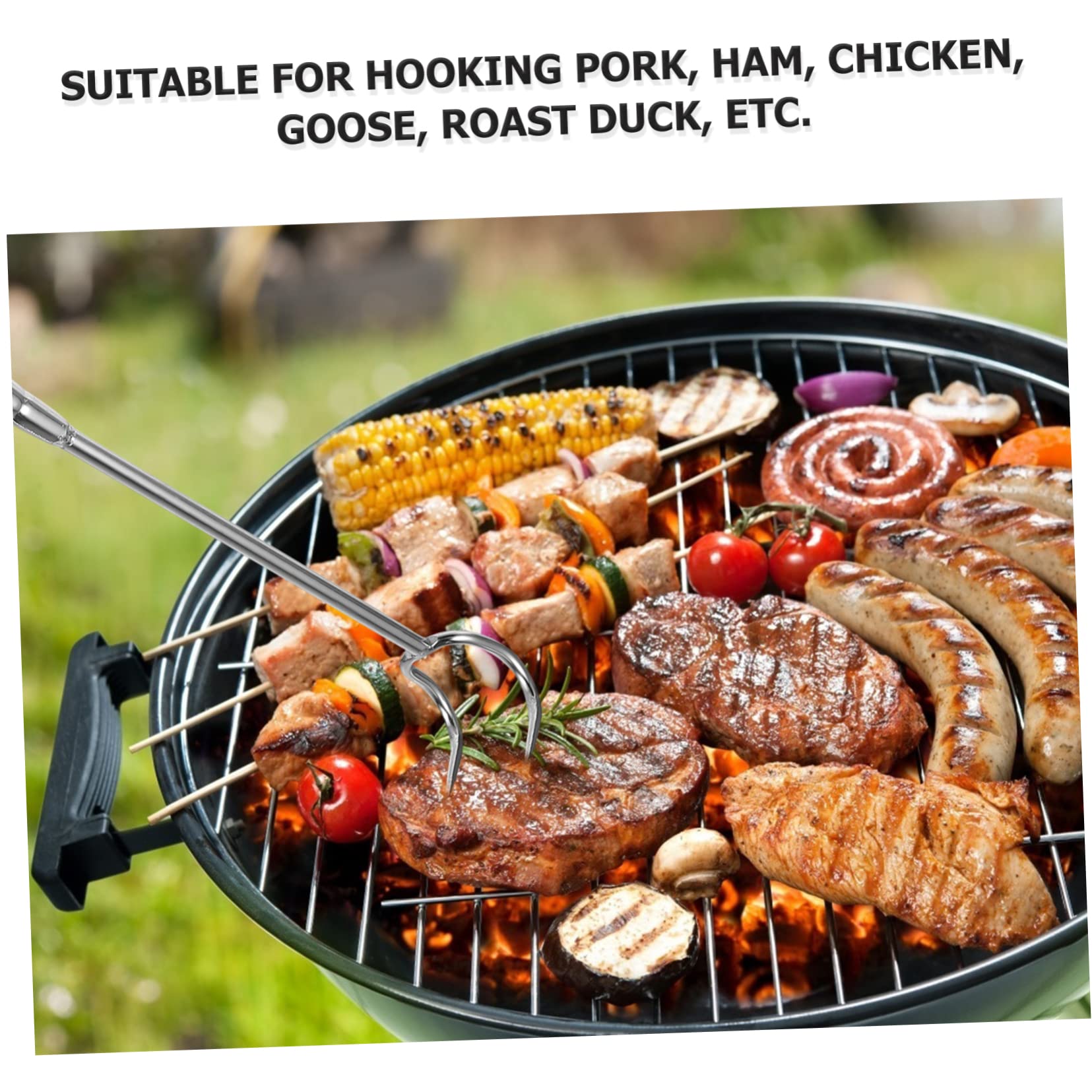 FUNOMOCYA Stainless Steel BBQ Meat Hook Professional Grill BBQ Tool Easy to Clean and Carry