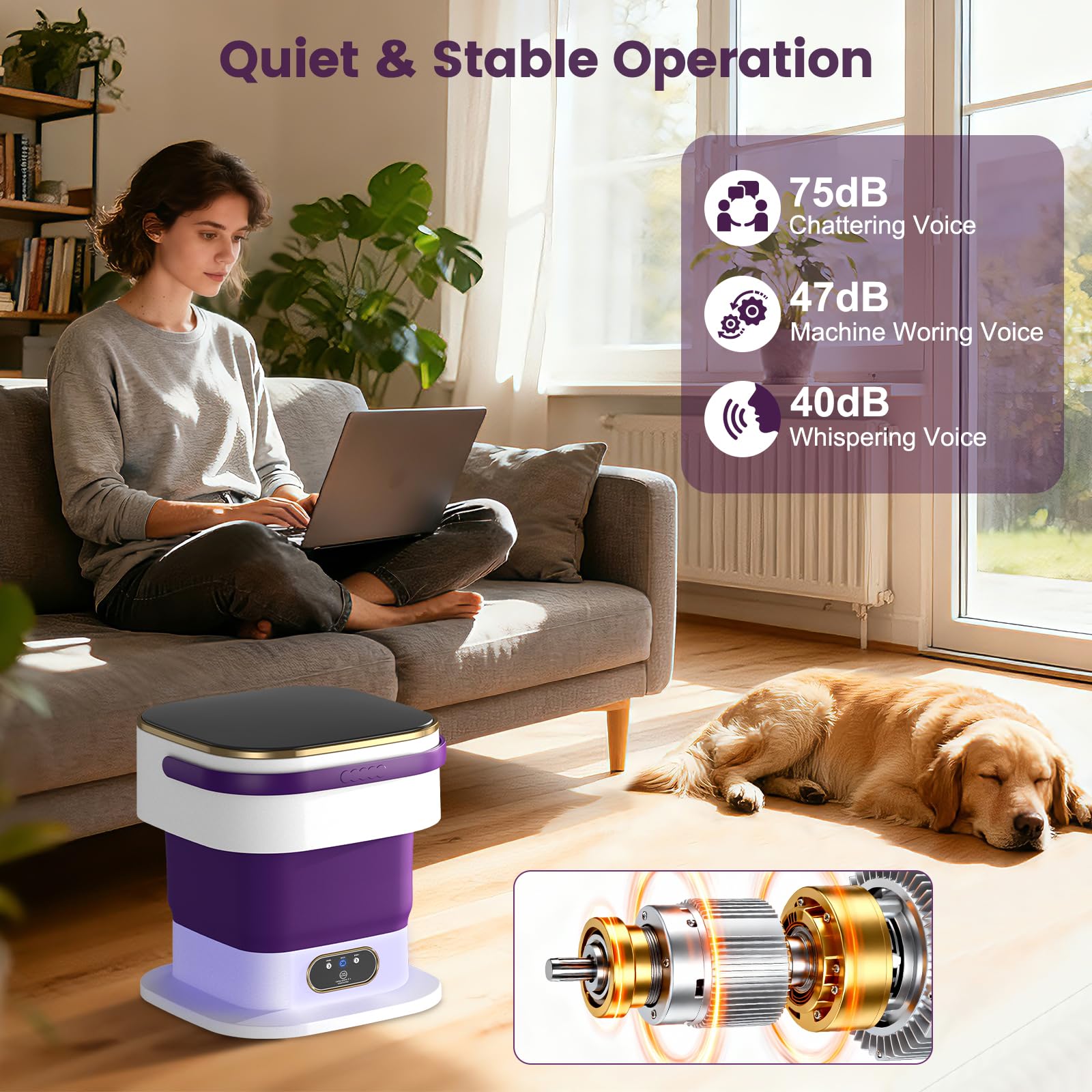 Mini Lavatrice,15L 2 in 1 Lavatrice Portatile con Centrifuga e 3 modalità di pulizia per Piccoli vestiti, Lavatrice da Campeggio Pieghevole per Viaggi, Appartamenti (Viola)