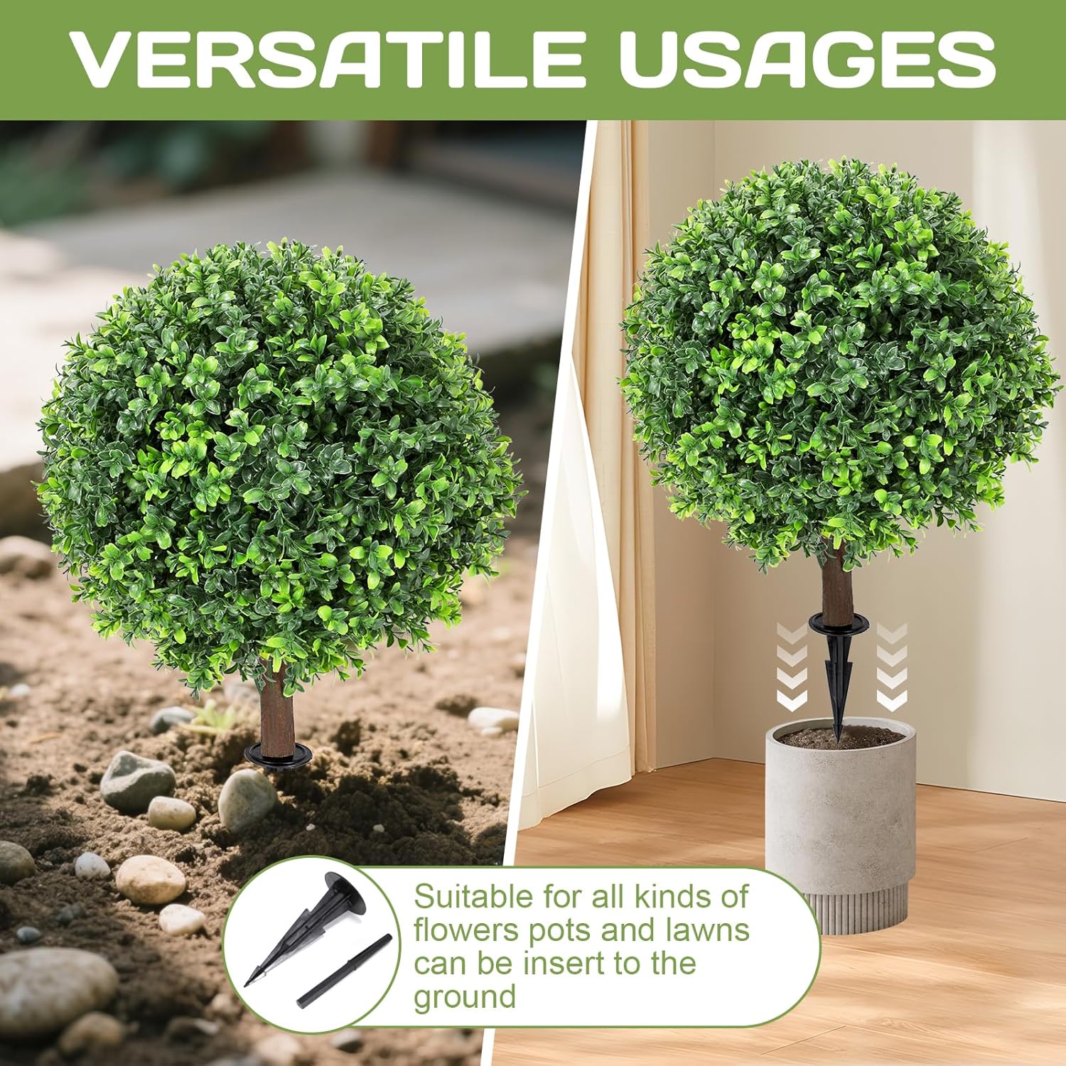 Best Faux Plant - Artificial ⁣Boxwood Topiary Ball tree 24