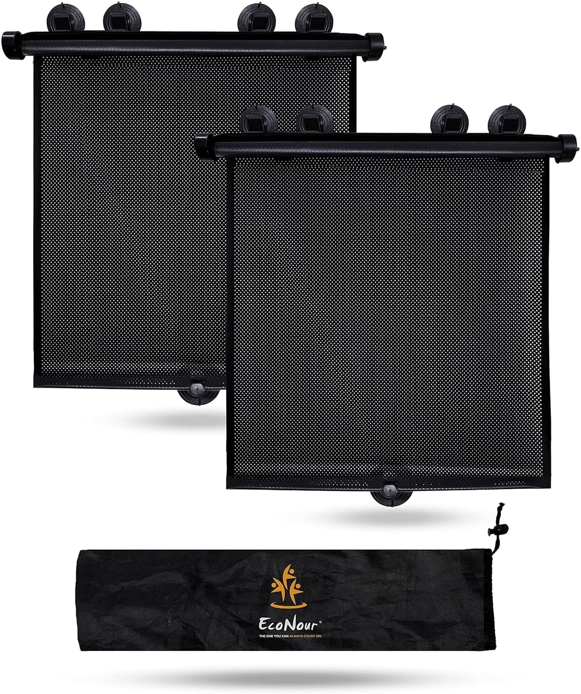 EcoNour Car Window Covers for Baby (2 Pack) | Retractable Car Window Shades for Protecting Kids, Passengers & Pets from Harmful Sun Rays | Window Sun Shade for Trucks, SUVs | (22”x24”) XX-Large