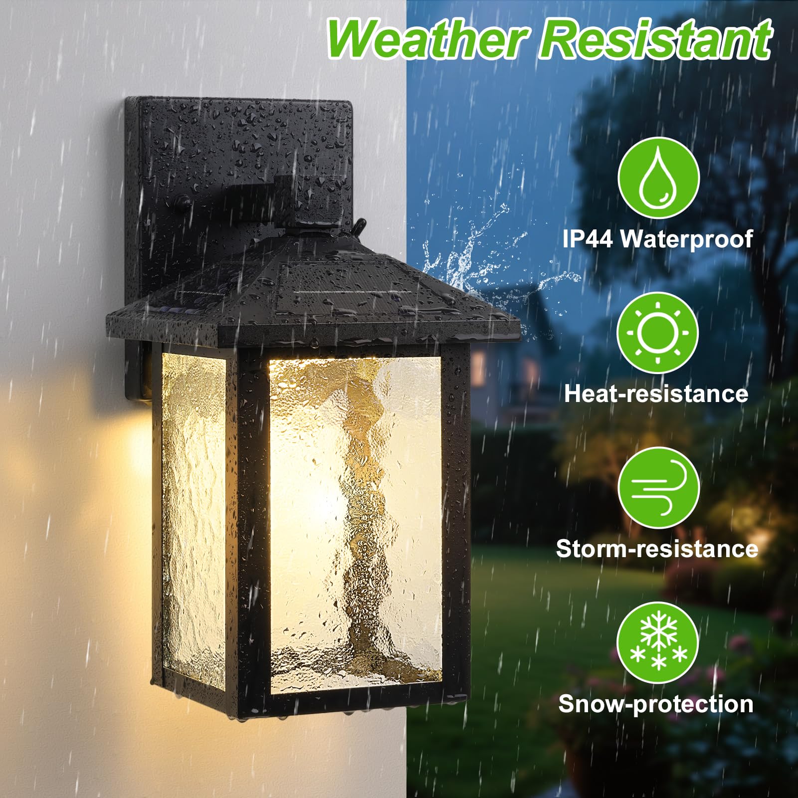BesLowe Solar-Wandleuchten für den Außenbereich, Aluminium, Dämmerung bis Morgendämmerung, LED-Verandalicht, 3000 K/5000 K, verstellbar, kabellose Außenbeleuchtung, Solar-Wandlaterne, Wandleuchte für