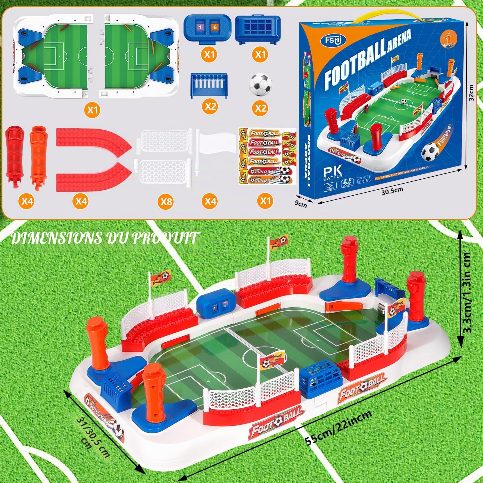 Mini Baby Foot,Baby Foot Enfant,Babyfoot avec 2 Football,Compteur Manuel,Autocollant,Babyfoot Enfant Jeux De Société Cadeau pour Enfants 4-10 Ans,Famille Cadeau De Fête Noël & Anniversaire