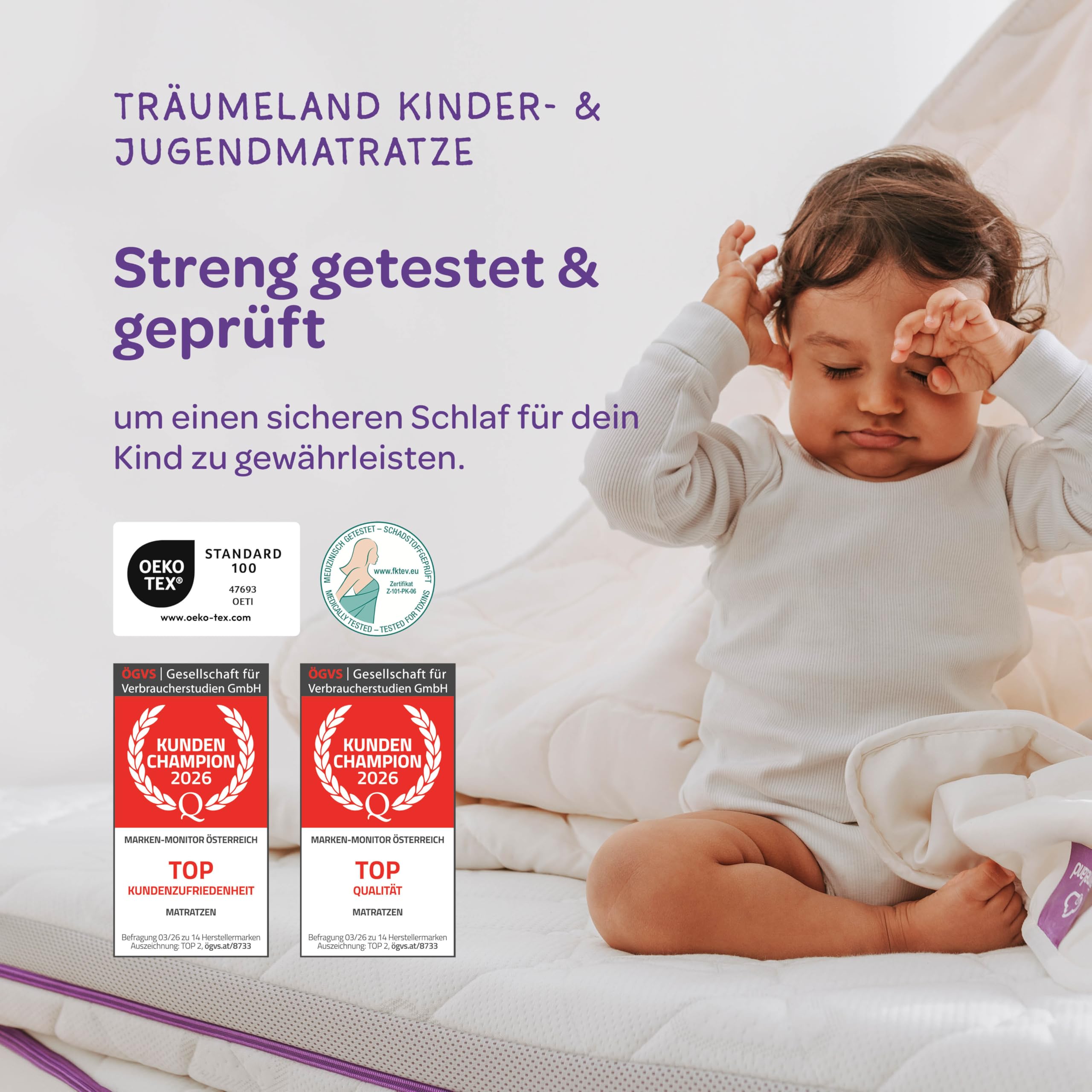 Träumeland Kindermatratze Schlummerland Air, Größe: 120x200,15 cm | Matratze für Kinder - Oeko-TEX Zertifiziert - wendbar & atmungsaktiv - Allergiker geeignet | Made in Austria