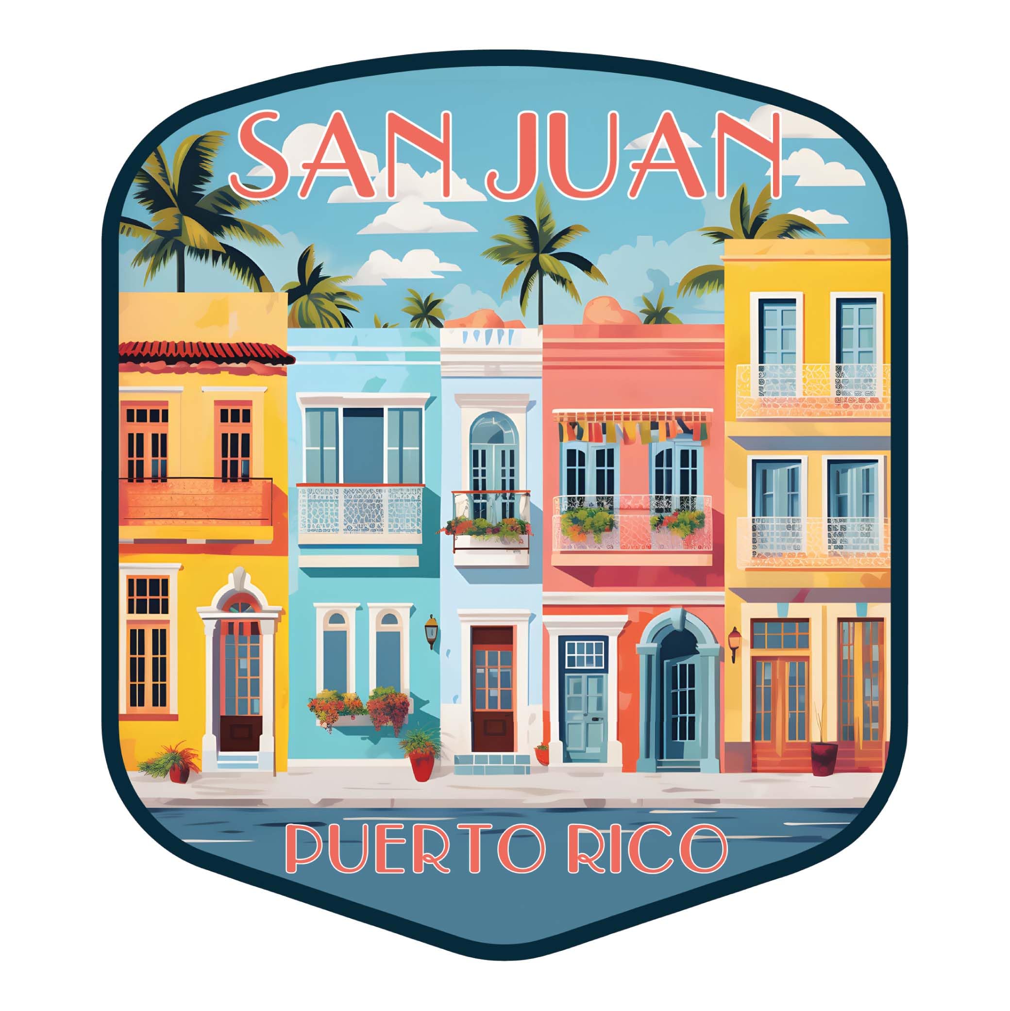 "Greetings From San Juan" Puerto Rico Fridge Magnet - 2 X 3 Inch Map Design, Metal & Hard Plastic, Made In USA