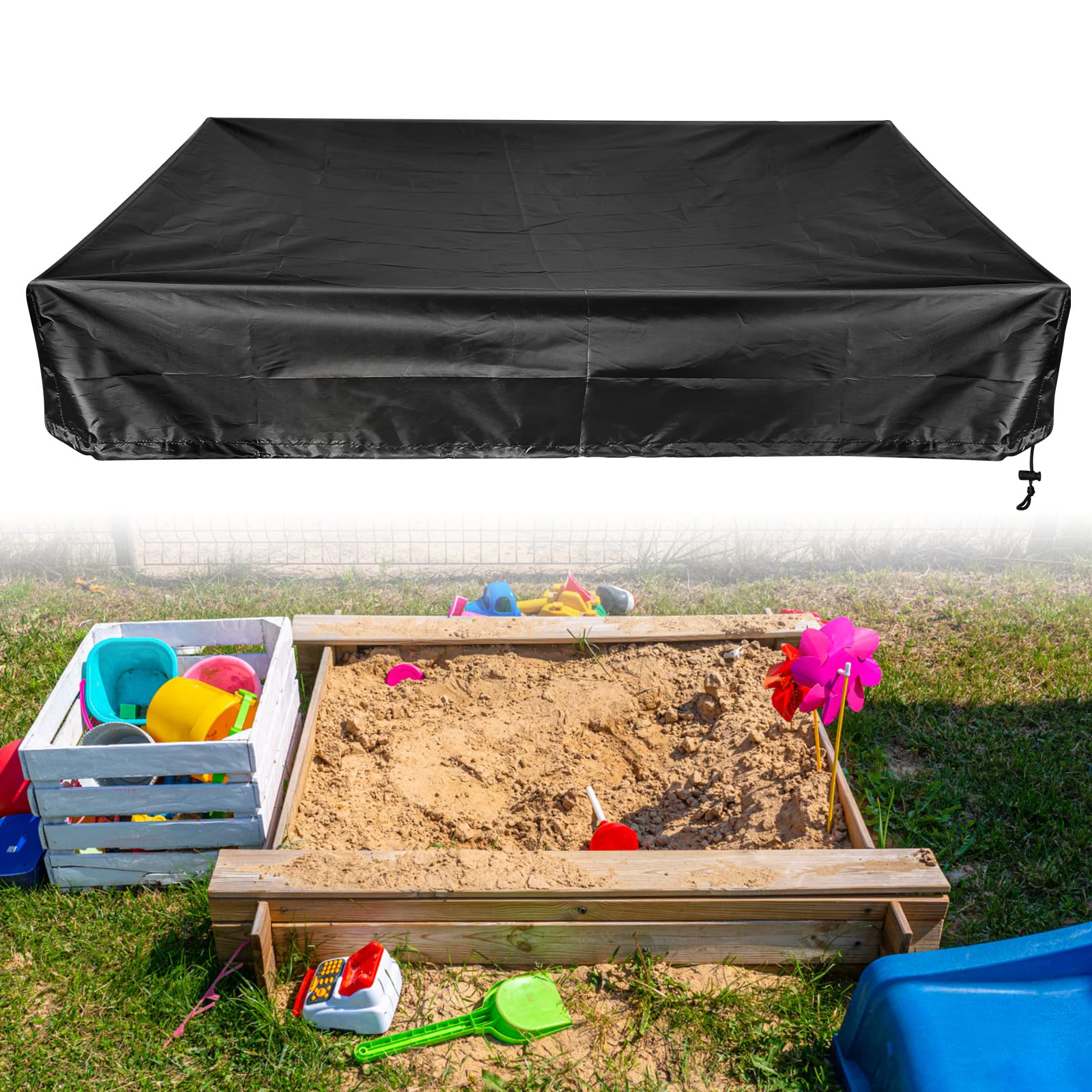 Sandpit Cover, Waterproof Dustproof Sandpit Cover, 120 cm x 120 cm Sandpit Cover Tarpaulin, Toy Sandpit Cover with Drawstring, Tarpaulin for Sandpit Cover for Pool, Terras