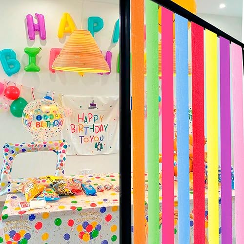 Miniatura 5 de 8 rollos de serpentinas de papel crepé arcoíris de 656 pies, serpentinas coloridas para fiestas, aulas, bodas, cumpleaños, baby shower, decoración