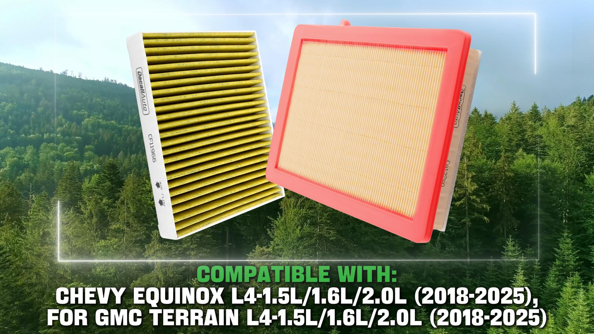 Engine & Cabin Air Filter Combo Kit For Chevy Equinox / GMC Terrain (2018-2025, 1.5L, 1.6L, 2.0L) – Replaces 84390002, 13508023, CA12260