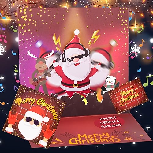 Tarjetas de felicitación de Navidad con DJ bailarín, Papá Noel, música de DJ y tarjeta de Navidad, divertidos regalos de Navidad para niños, hija,