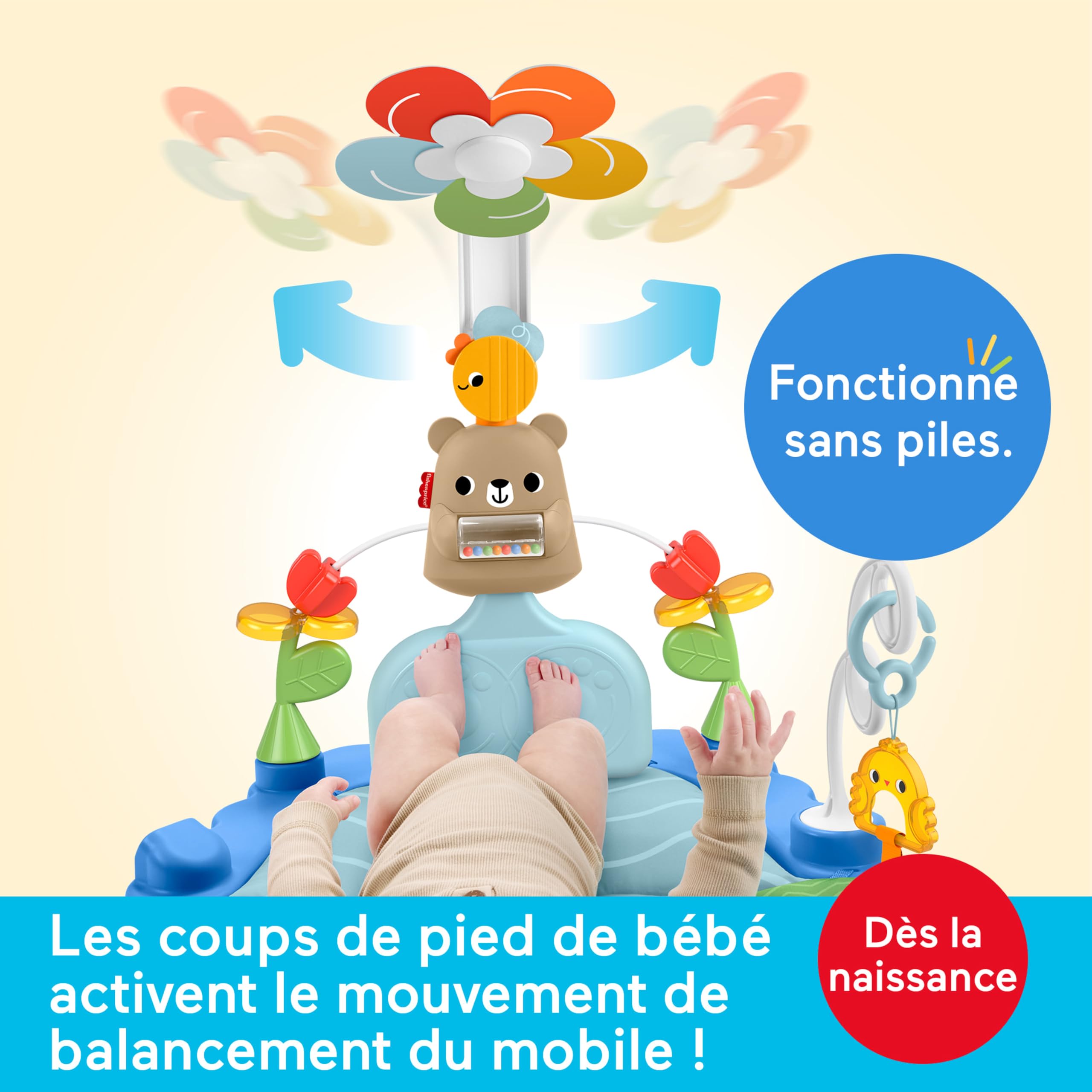 Fisher-Price Baby Play Mat 3-in-1 Kick & Sway Gym, Infant Sensory Activity Toy for Newborn Developmental Play Ages 0+ Months, JMT98