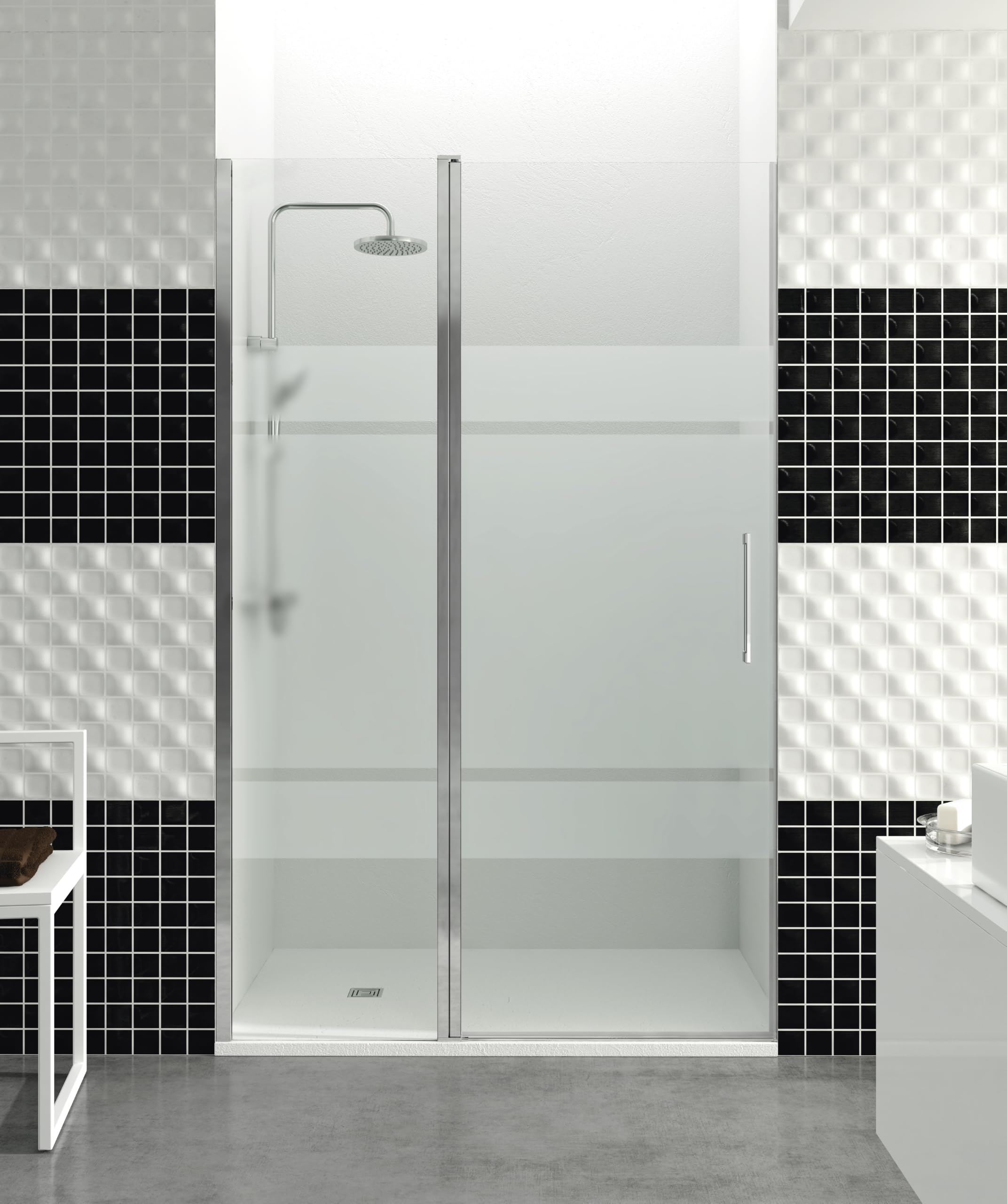 GME - Mampara Ducha 1 Puerta Corredera + 1 Puerta Fija Cromo 100cm | Mampara de Cristal con Perfilería de Aluminio y 195cm de Altura | Cristal Templado 6mm Antical Y Cierre Magnético