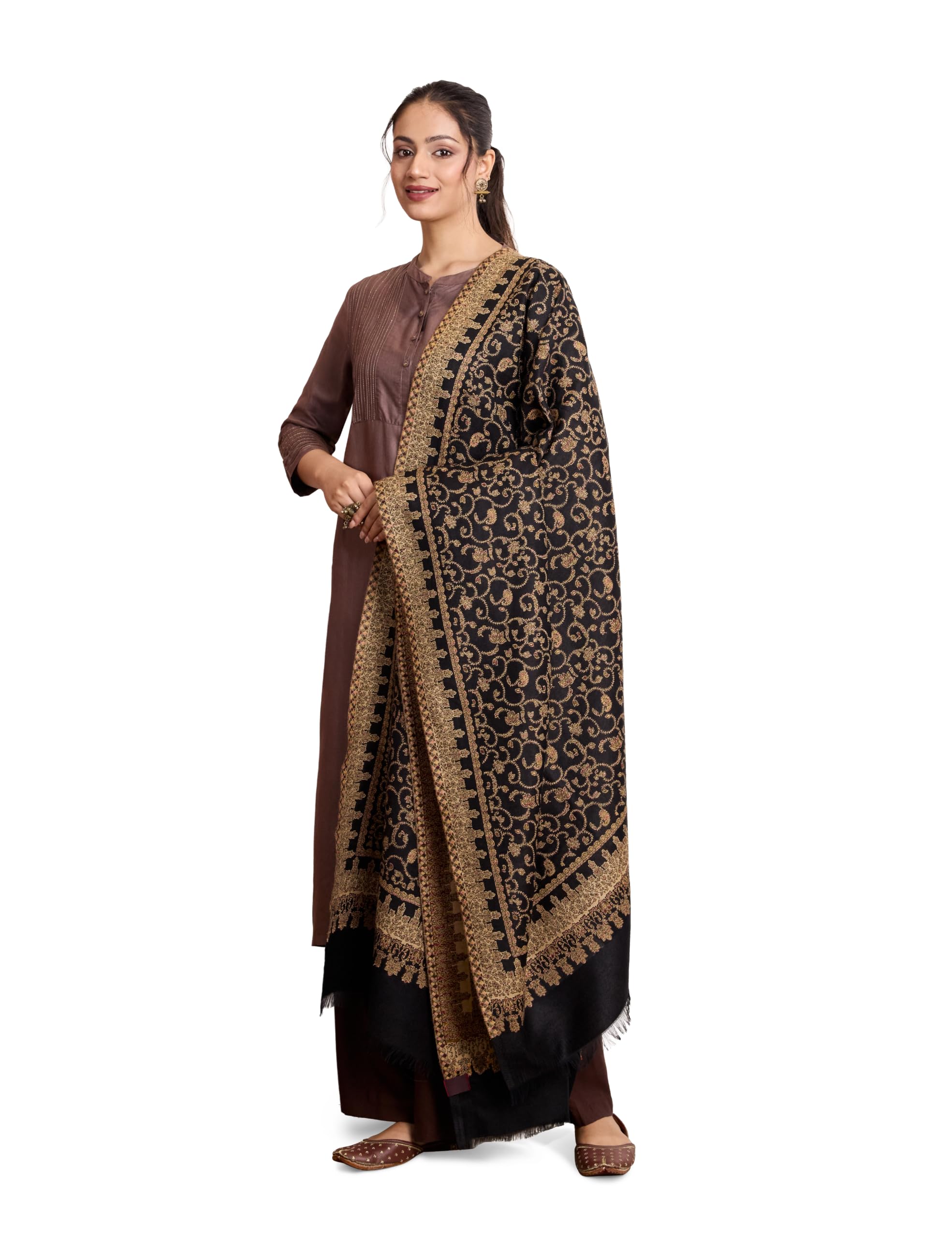 amazon brand - myx Women Premium Kashmiri Shawl | Heritage Jamawar & Jacquard Design | Soft Winter Ethnic Wrap (Size: 102 X 208 CM)-picture-38