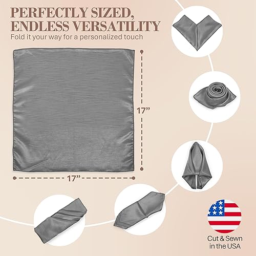 Miniatura 554 de Ultimate Textile -1 docena - Reversible Shantung Satin - Majestic - Servilletas de tela Majestic de 17 x 17 pulgadas color azul pizarra