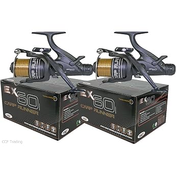 NGT EX60 Carp Pike Coarse Fishing Reels Baitrunner Reel Loaded With 10LB Line Twin Handle Reels Outstanding Balance And Quality 2 Reels