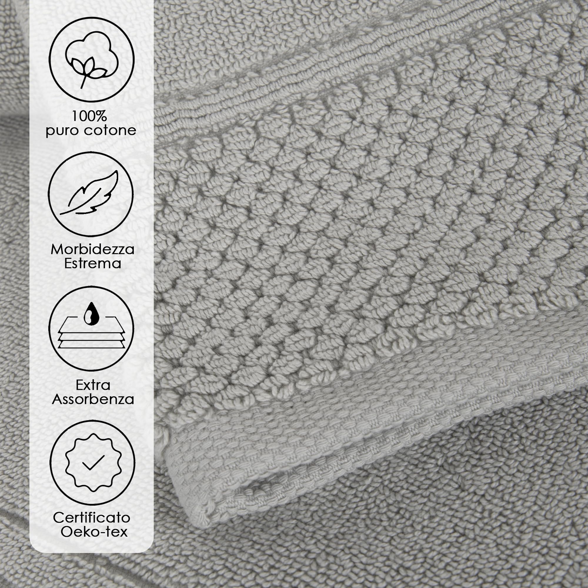 Ruggeri - Juego de 2 Alfombras de Baño 50x80 cm - 100% Algodón Extra Suave - Colección Let's Color! (Gris)