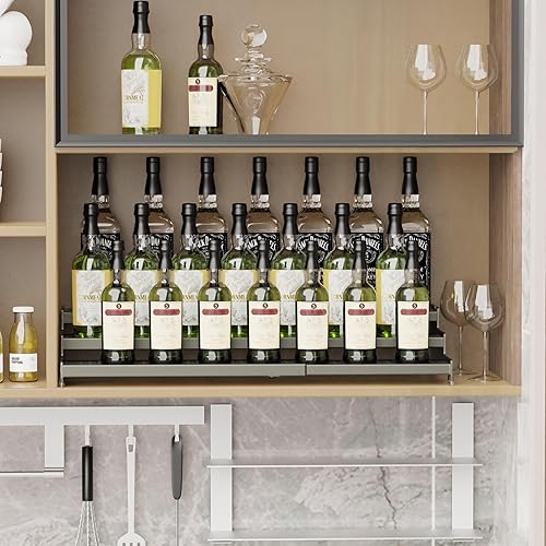 Miniatura 6 de Organizador de especias expandible con estante de 3 niveles, diseño moderno resistente, antideslizante y visibilidad, ideal para gabinetes de