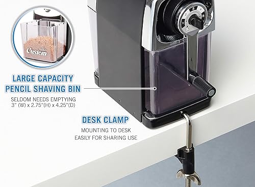 Miniatura 7 de CARL CC-2000 (RED) Sacapuntas resistente  Manivela manual totalmente metálica para aula, hogar y arte  Puntos afilados de precisión, resistente a