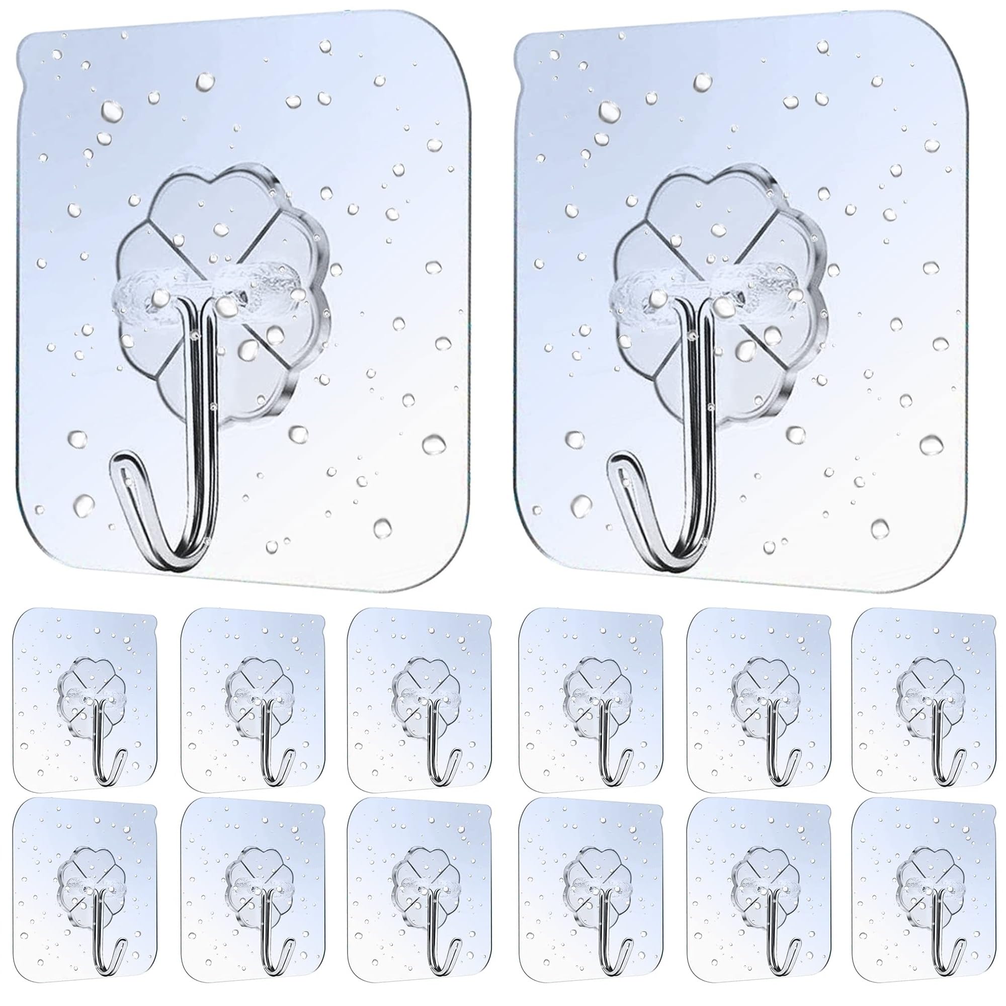 Lamondre 50 Stück klebehaken Selbstklebende Haken, transparent Klebehaken, wandhaken selbstklebend transparent, Wasserfeste Mehrzweckhaken für Handtuch, Mantel, Schlüssel und Küchenutensilien