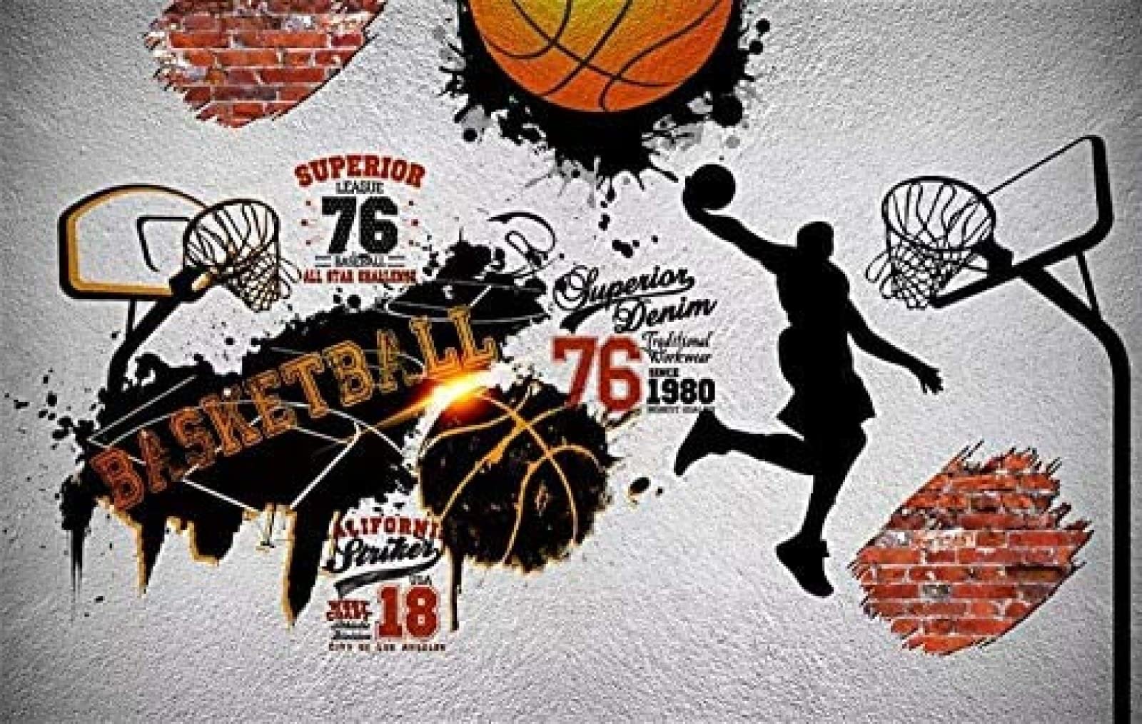 3D muurschilderingen behang basketbal poster foto achtergrond behang voor slaapkamer muren papel muurschildering, 3D, 350 x 245 cm