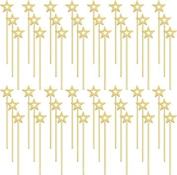 48 Pcs 13 Inch Star Wand Baton Angel Wands Angel Fairy Wand Plating Wand Sticks for Princess Birthday Party Wedding Halloween Christmas Costume Cosplay Dress up Accessorie Gold