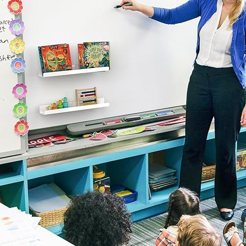 Miniatura 9 de NiHome Paquete de 2 estantes magnéticos de acrílico de 17 pulgadas para pizarra blanca, pantalla de imágenes grandes, elegantes estantes para