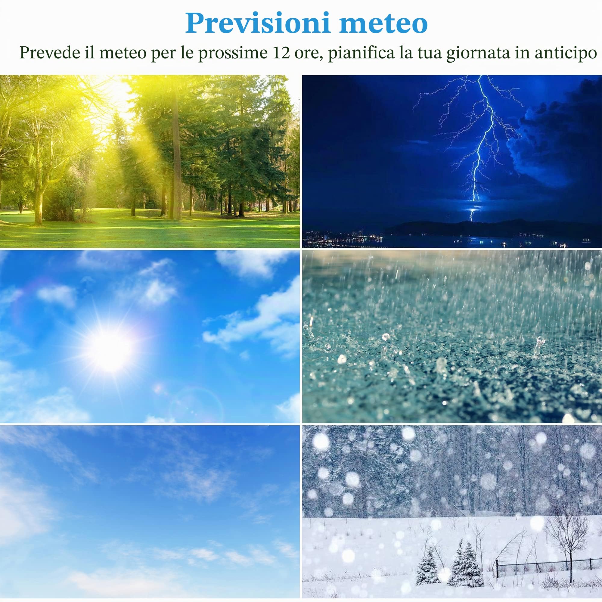 Stazione meteo radio Kalawen con sensore esterno, display digitale a colori, orologio radio DCF per uso interno ed esterno, termometro, igrometro, previsioni meteo, barometro e fasi lunari (bianco)