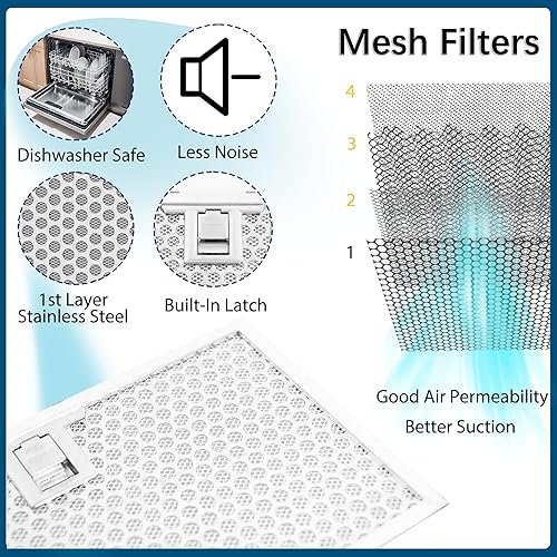 Miniatura 5 de Awoco RH-C06 - Campana de acero inoxidable de 6pulgadas y 4 velocidades para usar debajo del gabinete, 900CFM, con luces, 30, 36 y 42pulgadas