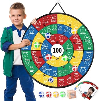 Garybank Emotional Dart Social Skills Activilies for Kids - W / 56 Emotion Cards، Autism Learning Materials أدوات التنظيم العاطفي - العلاج المهني يجب أن يكون له ألعاب ، هدايا مستشار المدرسة