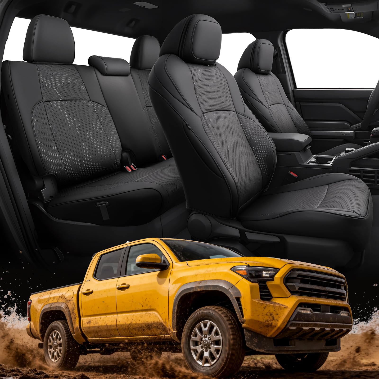 Photo 1 of TAPTES Car Seat Covers for Toyota Tacoma 2024-2026, Camo Black