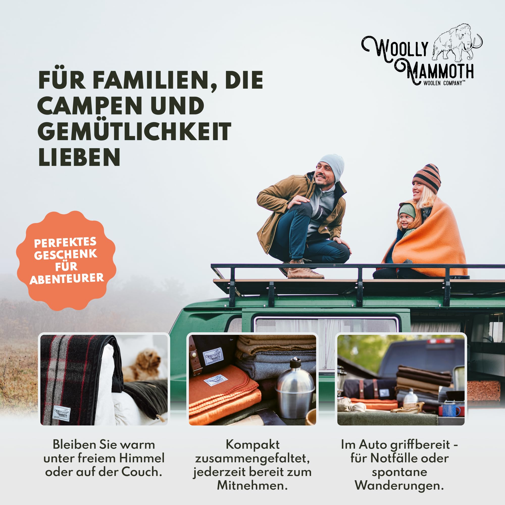 Wolly Mammoth 80% Wolle Decke - Sofa Kuscheldecke 167 x 230 cm Dicke Wärmedecke, Flauschige Wohndecke, Militärdecke, Wolldecke, Wärmende, Schwere Couchdecke, Draußen, Camping Rettungsdecke, Orange