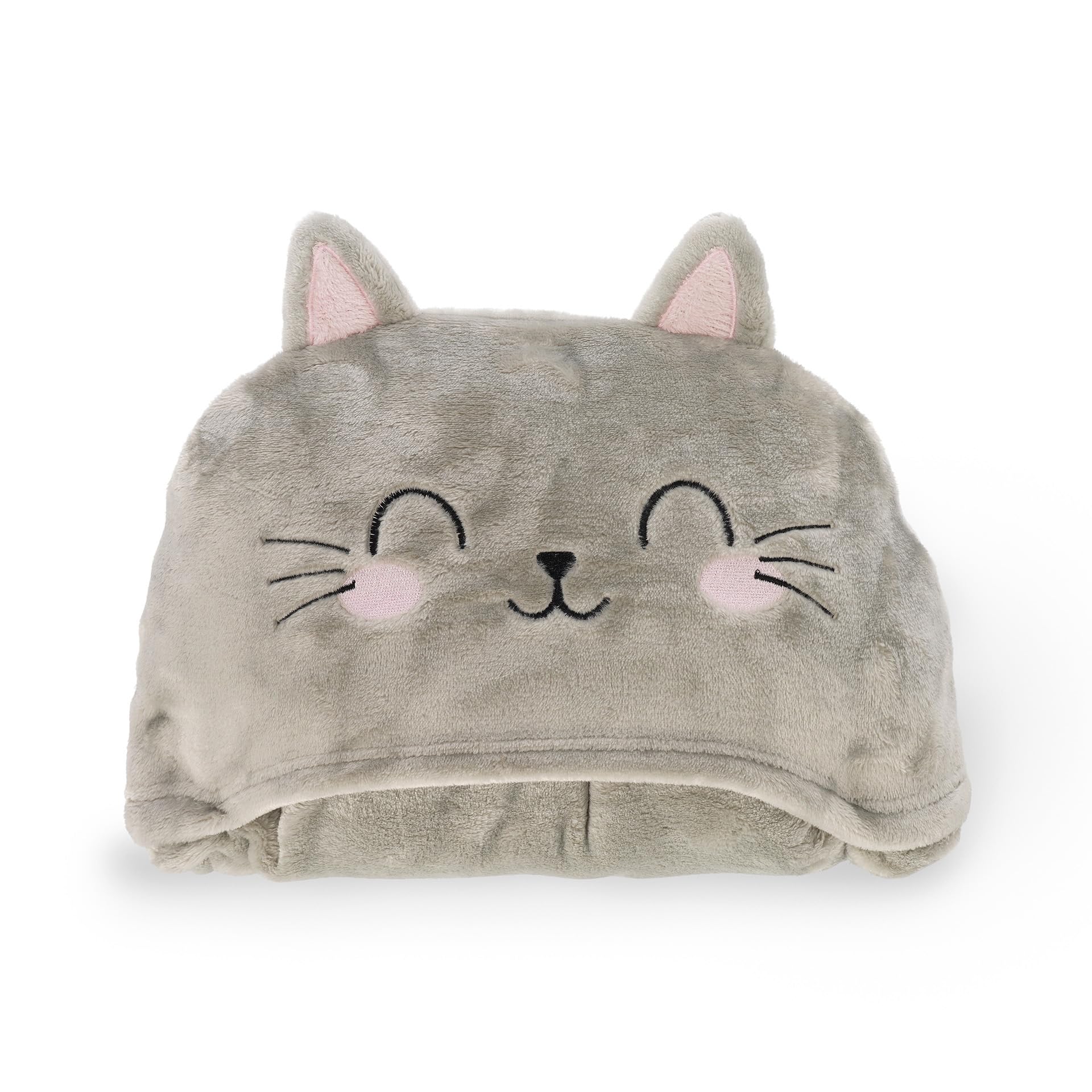 LEGAMI - Cosy Hugs! Kitty Hooded Blanket with Hand Warmer Pockets and Hood, Polyester Blanket, Button Closure, 150 x 125 cm, gray, Einzelbett