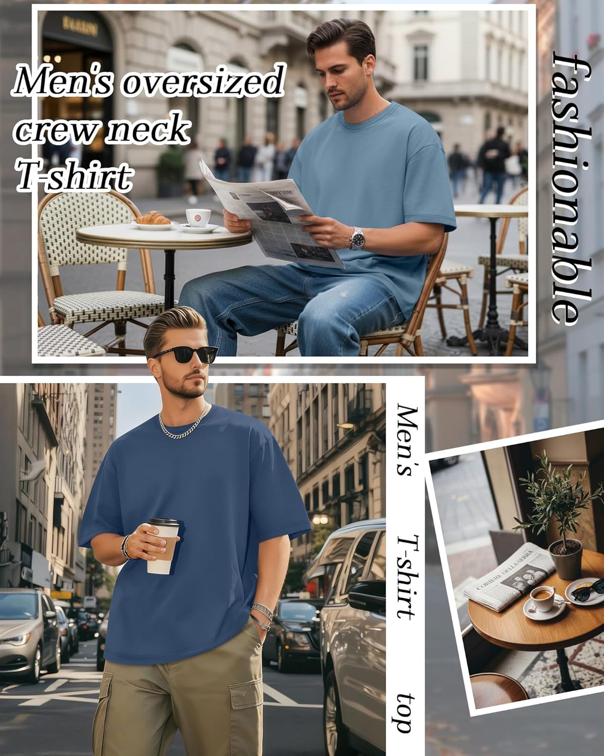 4 Pack Men's Oversized T-Shirts Baggy Short Sleeve Crew Neck Basic Tees Tops Casual Summer Loose Fit Streetwear - Image 2