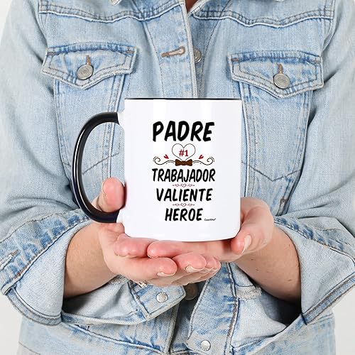 Miniatura 4 de Casitika Regalos para papa. Día del Padre Regalos. Taza Padre Trabajador Valiente Heroe de 11 onzas. Tazas para el día del padre.