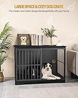 Vista 3 de Mueble XL grande para perros, muebles de interior para perreras de 44.1 pulgadas con puerta de granero, jaula alta de madera para perros, jaula Negro