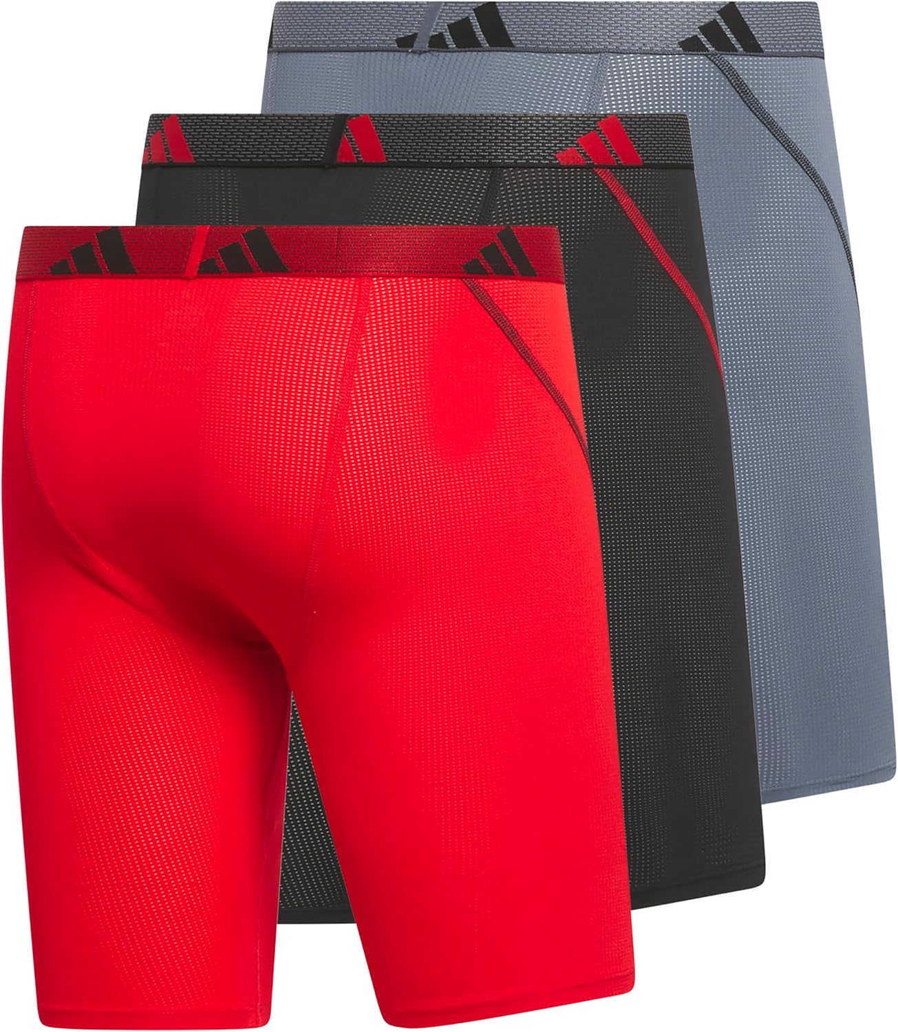 adidas Men's Performance Mesh Long Boxer Brief Underwear (3-Pack), for active sport and all day comfort - Image 6