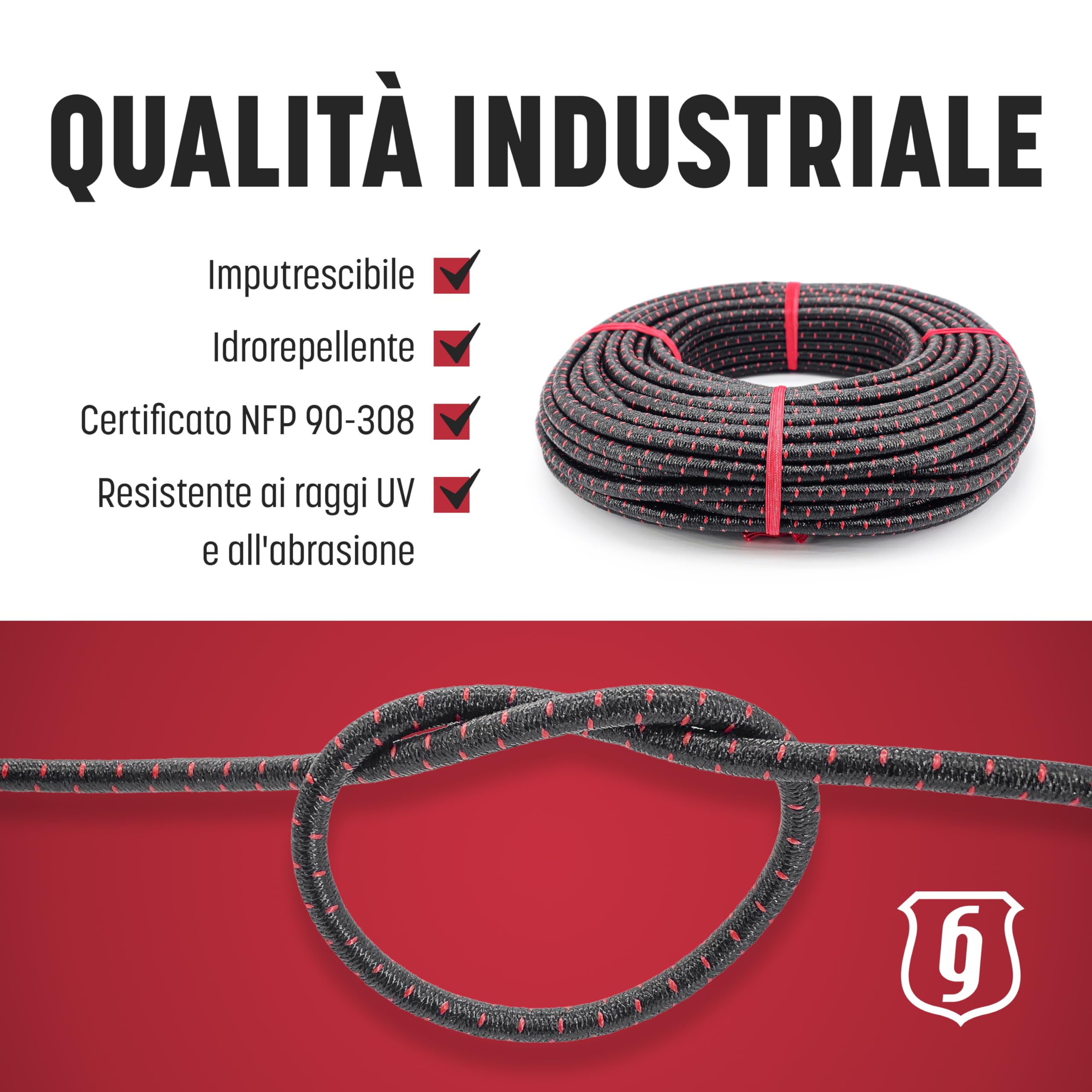 Magma Rotolo di Corda Elastica | Corde Elastiche da 6 mm di Diametro per Pesca, Vela, Campeggio, e Fissaggio Teloni | Extra Forte, Per Interno, Esterno, Giardino e Auto (25, Nero)