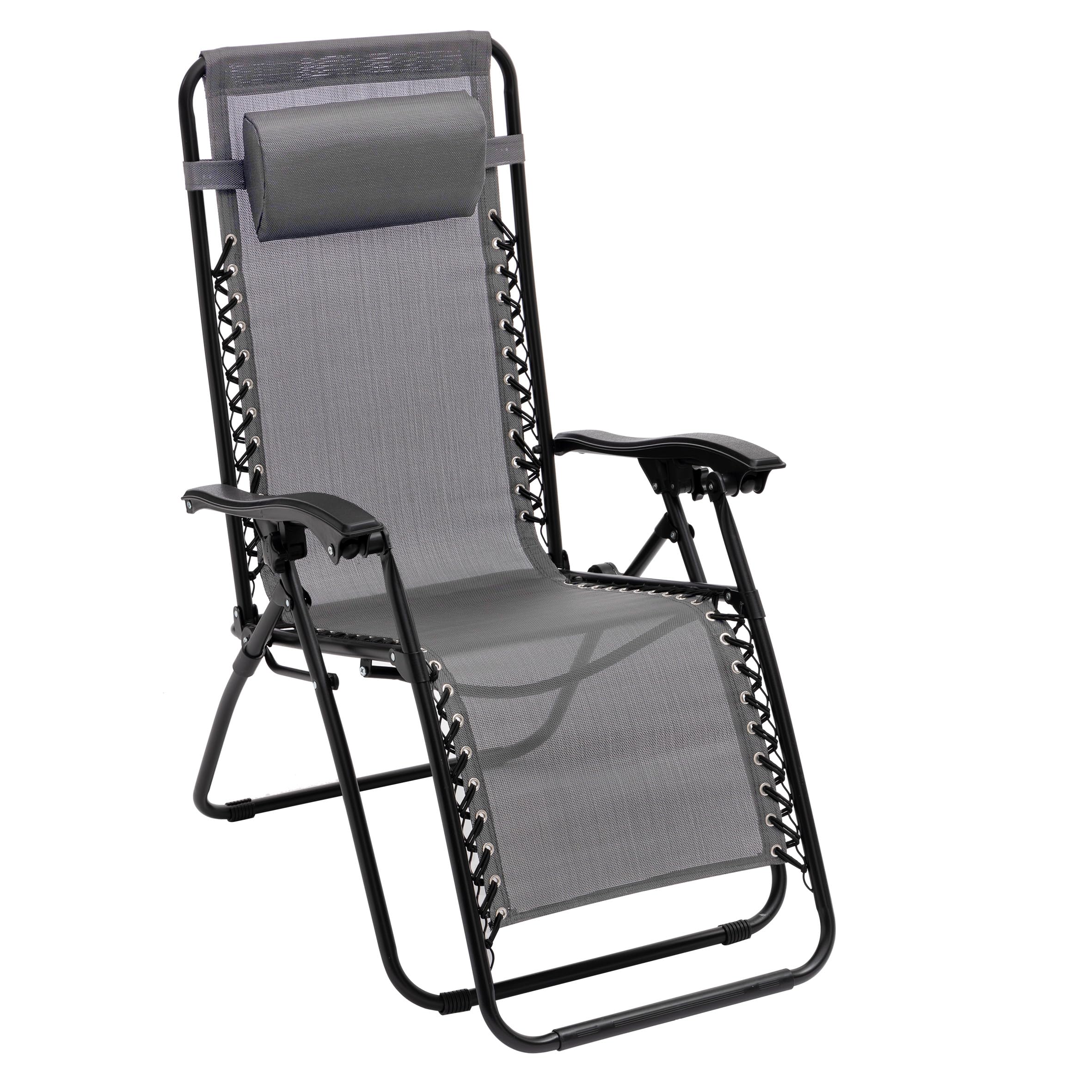 Baroni Home Sedia Sdraio Zero Gravity da Giardino, Chaise Longue Pieghevole da Esterno, Sdraio Salvaspazio per Piscina e Terrazzo, Poltrona Relax, 165x65x93 cm Grigio