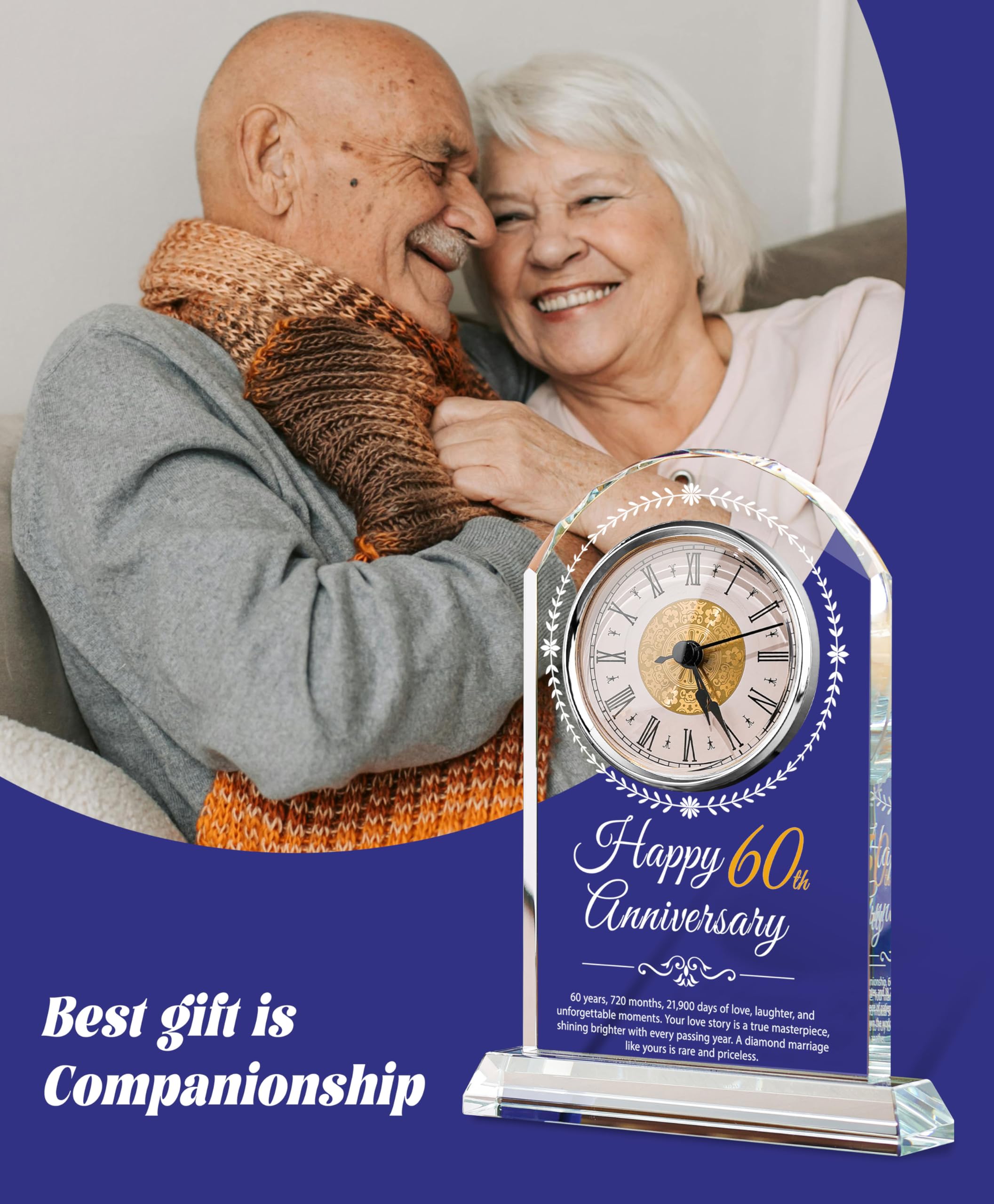 Quarzuhr aus Glas zum 50. Hochzeitstag, Geschenk zum 50. Hochzeitstag, Dekoration für Eltern, Großeltern, Paare