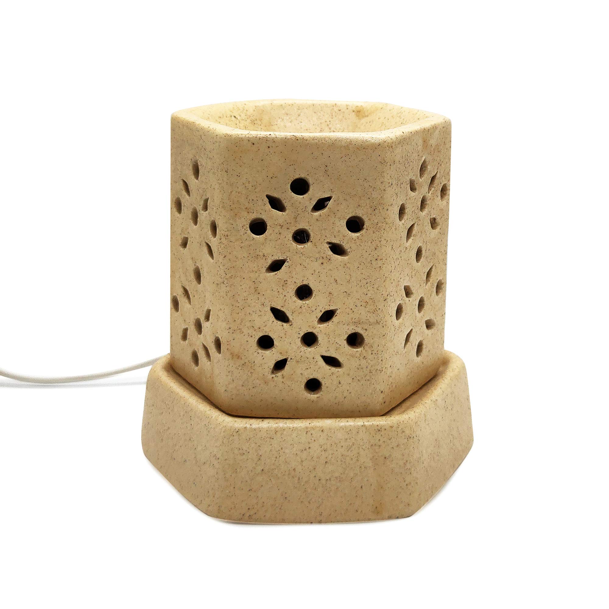 Invert Fragrances Hexa Shape Ceramic Electric Aroma Oil Diffuser Air Freshener with Sandal Oil for Home, Office